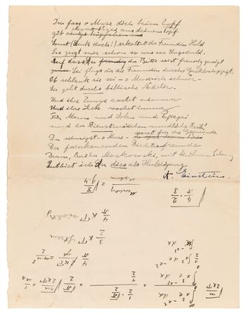Lot #113 Albert Einstein Autograph Poem Signed with Quantum Theory Calculations - Image 1