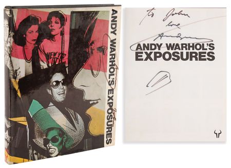 Lot #295 Andy Warhol Twice-Signed Book with Sketch - Image 1