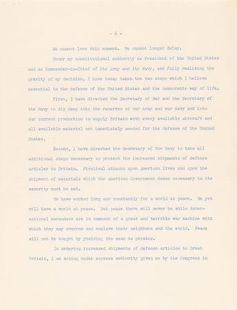 Lot #16 Franklin D. Roosevelt: Typescript Draft of an Undelivered Message to Congress on Nazi Aggression Against Russia - Image 8