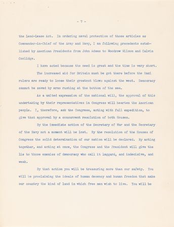 Lot #16 Franklin D. Roosevelt: Typescript Draft of an Undelivered Message to Congress on Nazi Aggression Against Russia - Image 9