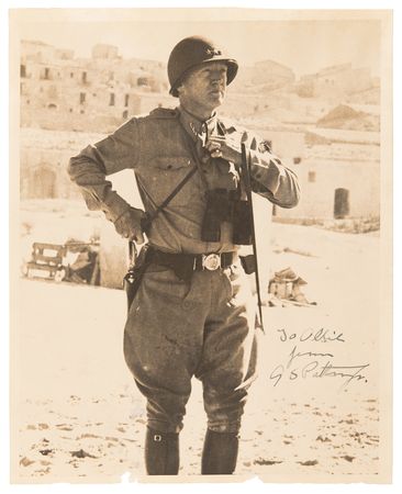 Lot #249 George S. Patton Signed Photograph: The Only One Known of the General Actually Under Fire - Image 1
