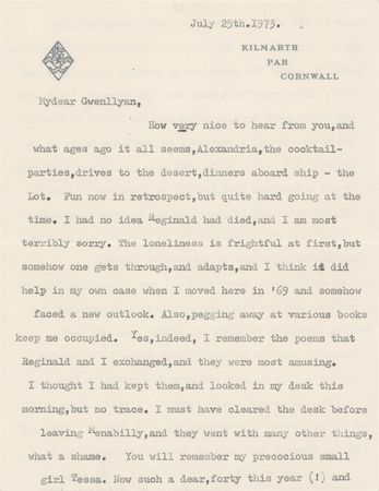 Lot #343 Daphne du Maurier Typed Letter Signed - Image 1