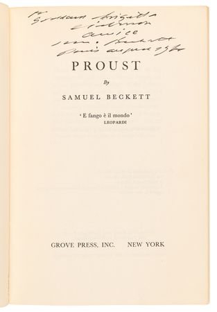Lot #338 Samuel Beckett Signed Book - Proust - Image 4