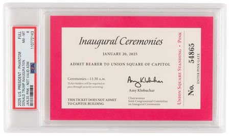Lot #94 Donald Trump 'Phantom' Pass to 2025 Inauguration - PSA NM-MT 8 - Image 1