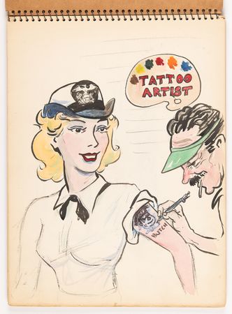Lot #255 Earle D. Chesney Sketchbook - 35 Original Drawings by the Navy Cartoonist - Image 2