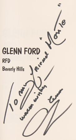 Lot #528 Glenn Ford Signed Book - Glenn Ford, RFD Beverly Hills - Image 2
