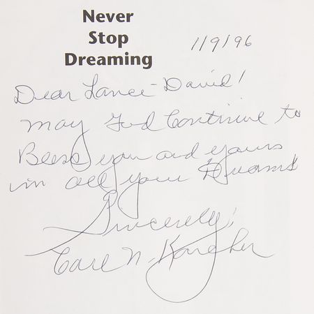 Lot #180 Carl Karcher Signed Book - Never Stop Dreaming - Image 2