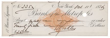 Lot #278 Daniel Sickles Twice-Signed Check - Image 1