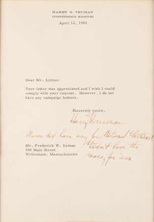 Lot #82 Harry S. Truman Typed Letter Signed - Image 2
