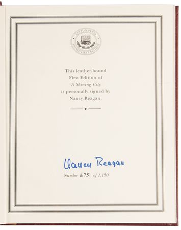 Lot #64 Nancy Reagan Signed Book - A Shining City (Ltd. Ed. #675/1150) - Image 4