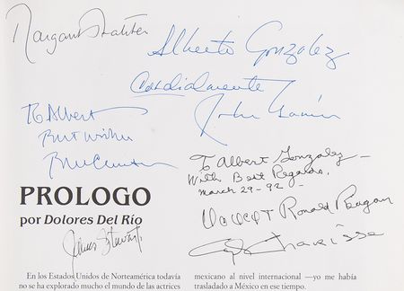 Lot #597 Ronald and Nancy Reagan, Bill Clinton, and Margaret Thatcher Signed Book with (20+) Celebrity Autographs - Image 2