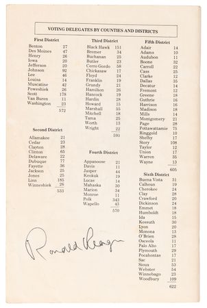 Lot #72 Ronald Reagan Signed 1976 'Republican State Presidential Convention' Program - Image 1