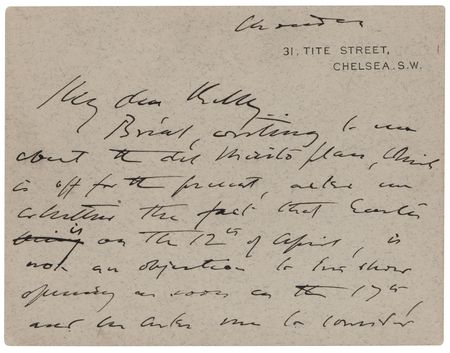 Lot #313 John Singer Sargent Autograph Letter Signed - Image 1