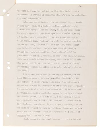 Lot #334 Ernest Hemingway Autograph Letter Signed on His Critics, the Toil of Writing, and His Progress “on the new book,” The Old Man and the Sea - Image 8