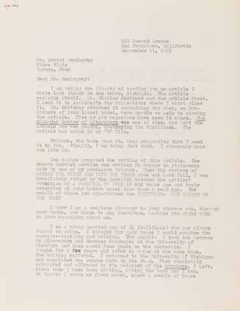 Lot #334 Ernest Hemingway Autograph Letter Signed on His Critics, the Toil of Writing, and His Progress “on the new book,” The Old Man and the Sea - Image 9