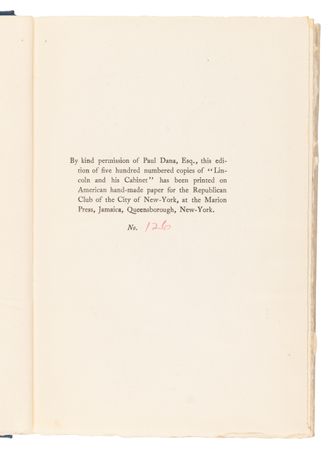 Lot #77 Theodore Roosevelt Signed Book - Lincoln and His Cabinet (Ltd. Ed. #126/500) - Image 5