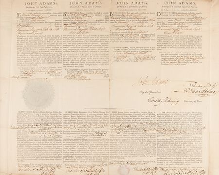 Lot #1 John Adams Document Signed as President - Four-Language Ship's Papers - Image 3