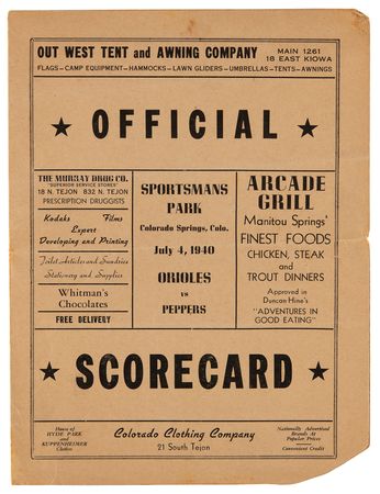 Lot #657 Babe Ruth Signed Scorecard - Colorado Springs, July 4, 1940 - Image 3