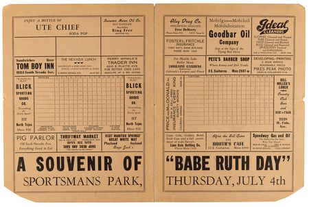 Lot #657 Babe Ruth Signed Scorecard - Colorado Springs, July 4, 1940 - Image 4