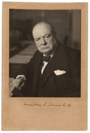 Lot #100 Winston Churchill Signed Photograph - Iconic 1941 Portrait by Walter Stoneman - Image 1