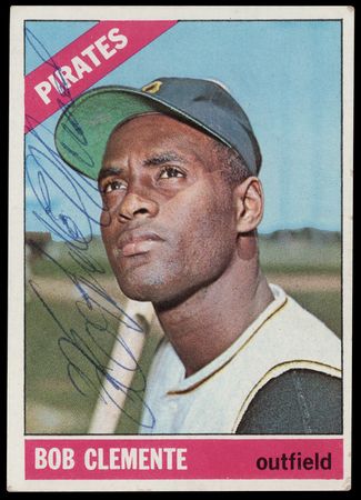 Lot #644 Roberto Clemente Signed 1966 Topps