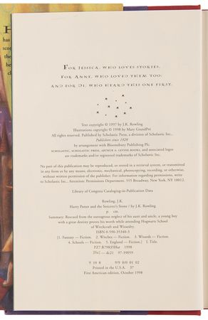 Lot #359 J. K. Rowling Signed Book - Harry Potter and the Sorcerer's Stone (Early US Edition) - Image 5