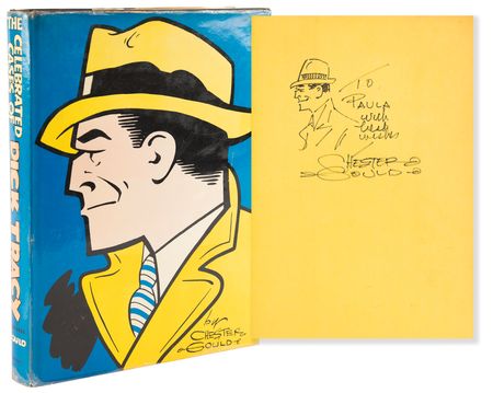 Lot #324 Chester Gould Signed Sketch in Book - The Celebrated Cases of Dick Tracy - Image 1