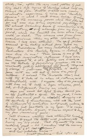 Lot #335 H. P. Lovecraft Autograph Letter Signed to Robert Bloch - 