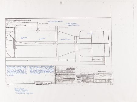 Lot #248 Enola Gay: Morris Jeppson Signed and Annotated 'Little Boy Bomb' Blueprints (24? x 18?) - Image 1