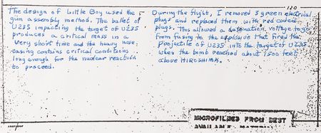 Lot #248 Enola Gay: Morris Jeppson Signed and Annotated 'Little Boy Bomb' Blueprints (24? x 18?) - Image 3