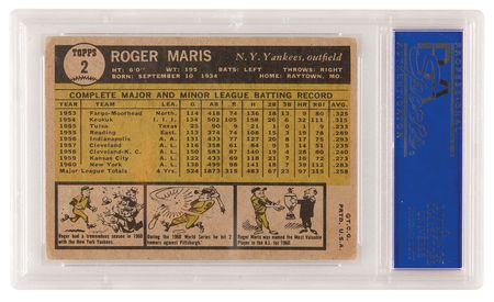 Lot #739 Roger Maris Signed Baseball Card - 1961 Topps #2 - PSA VG 3 - Image 2