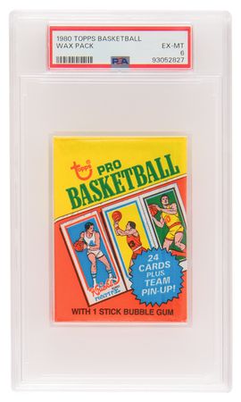 Lot #666 1980 Topps Basketball Wax Pack - PSA EX-MT 6 - Image 1