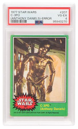 Lot #471 1977 Topps #207 Star Wars C-3PO 'Golden Rod' Error Card - PSA VG-EX 4 - Image 1