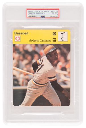 Lot #701 1979 Sportscaster #61 Robert Clemente - PSA NM-MT 8 - Image 1