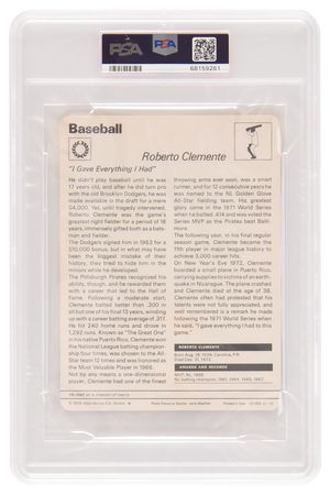 Lot #701 1979 Sportscaster #61 Robert Clemente - PSA NM-MT 8 - Image 2