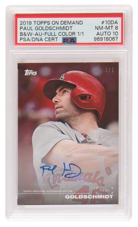 Lot #708 Paul Goldschmidt Signed Baseball Card - 2019 Topps On-Demand #10D-A (PSA NM-MT 8 / Auto 10) - Image 1