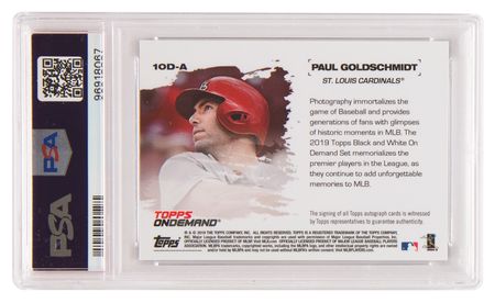 Lot #708 Paul Goldschmidt Signed Baseball Card - 2019 Topps On-Demand #10D-A (PSA NM-MT 8 / Auto 10) - Image 2