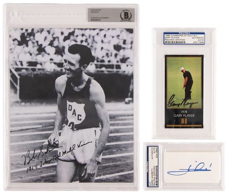 Lot #766 Sports (16) Autographs with Mario Andretti, George Foreman, and Carl Lewis - Image 3
