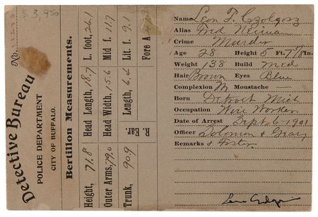 Lot #140 McKinley Assassination: Leon Czolgosz 'Detective Bureau' Buffalo Police Department Identification Card (ca. 1901) - Image 2