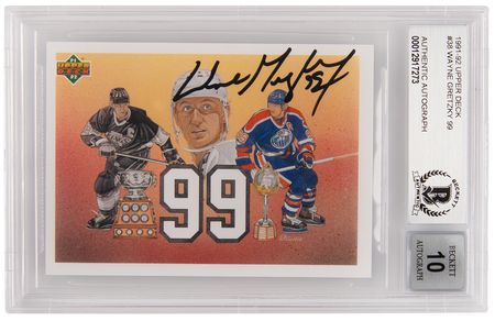 Lot #709 Wayne Gretzky Signed 1991-92 UD Hockey Card - BAS 10 - Image 1