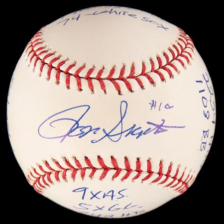 Lot #759 Ron Santo Signed Baseball - 'Statball' - Image 1