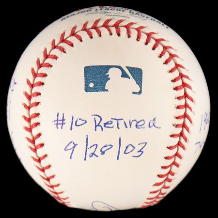 Lot #759 Ron Santo Signed Baseball - 'Statball' - Image 2