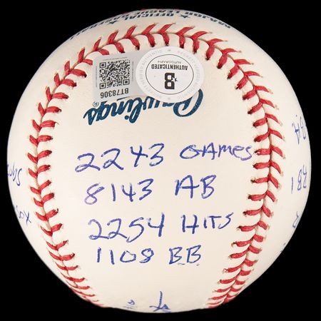 Lot #759 Ron Santo Signed Baseball - 'Statball' - Image 3