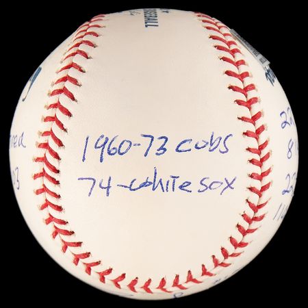 Lot #759 Ron Santo Signed Baseball - 'Statball' - Image 5