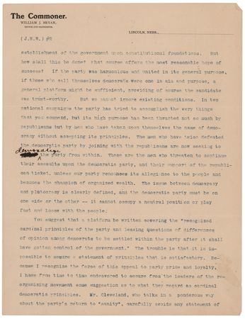 Lot #147 William Jennings Bryan Typed Letter Signed (7 pages) on Theodore Roosevelt and the 1904 Presidential Election - Image 2