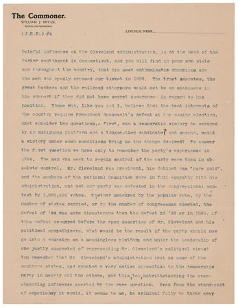 Lot #147 William Jennings Bryan Typed Letter Signed (7 pages) on Theodore Roosevelt and the 1904 Presidential Election - Image 4