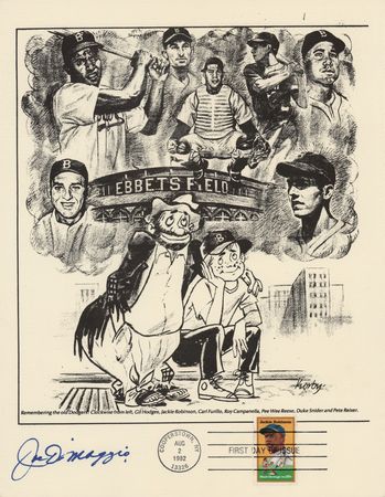 Lot #684 Baseball Hall of Famers (15) Signed First Day  Commemorative Prints with DiMaggio, Durocher, and Hubbell - Image 2