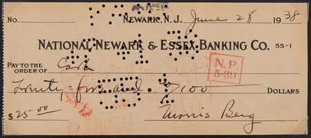 Lot #689 Moe Berg Signed Check - Image 2