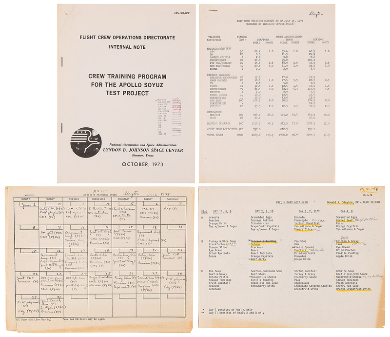 Lot 8532 Apollo Soyuz Test Project Training Documents - From the Personal Collection of Deke Slayton
