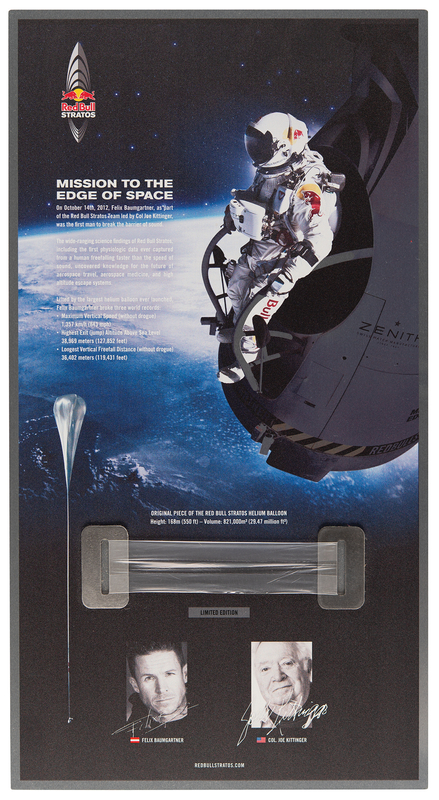 Lot 8017 Red Bull Stratos Helium Balloon Flown Artifact